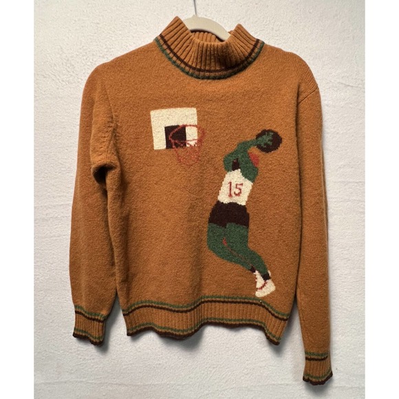 TUCKER KNITS Sweater Basketball print Mock Neck